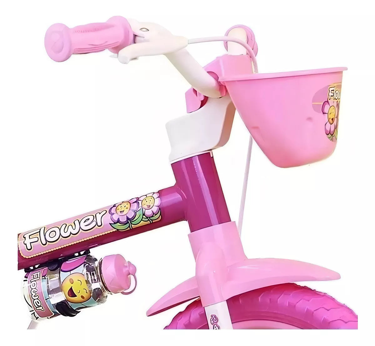 Bicicleta Infantil Aro 12 Com Rodinhas De Treinamento Bike Criança Menina Flower Nathor Rosa